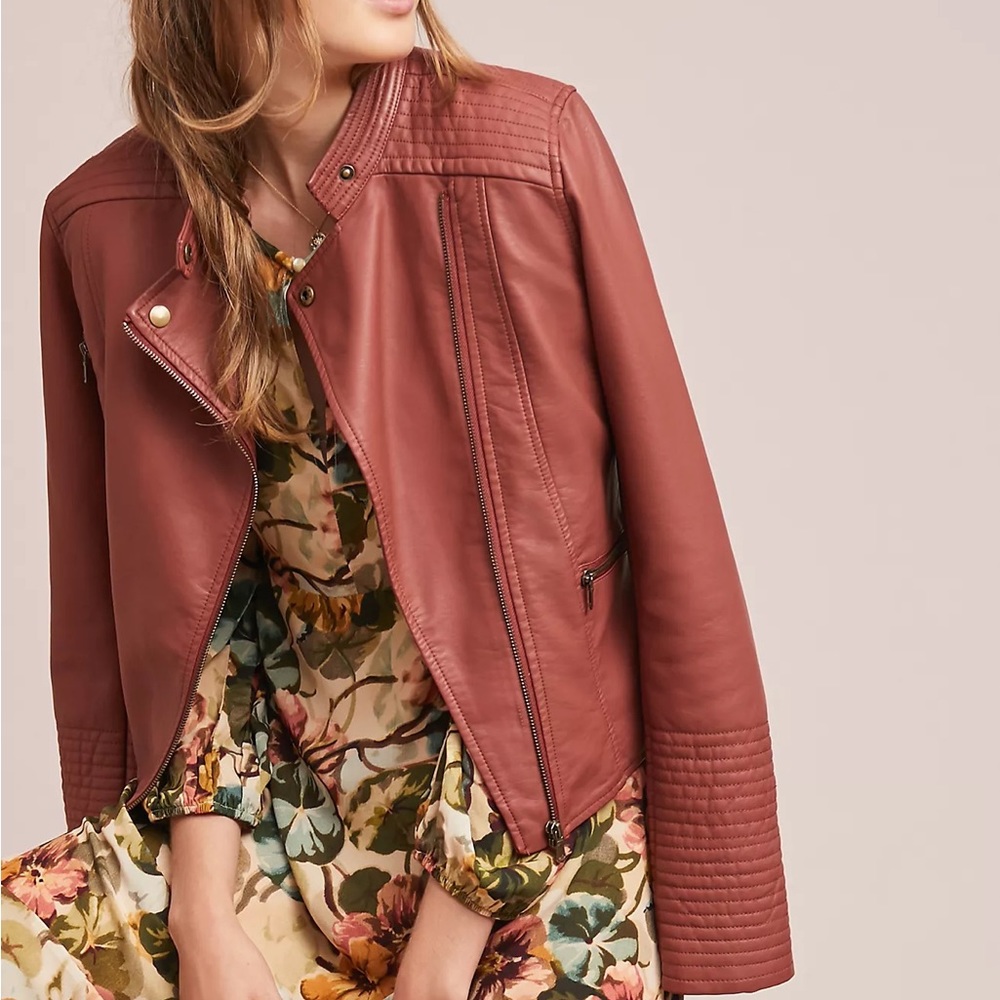 Like-New XL Anthropologie ett:twa Vegan Leather Moto Jacket